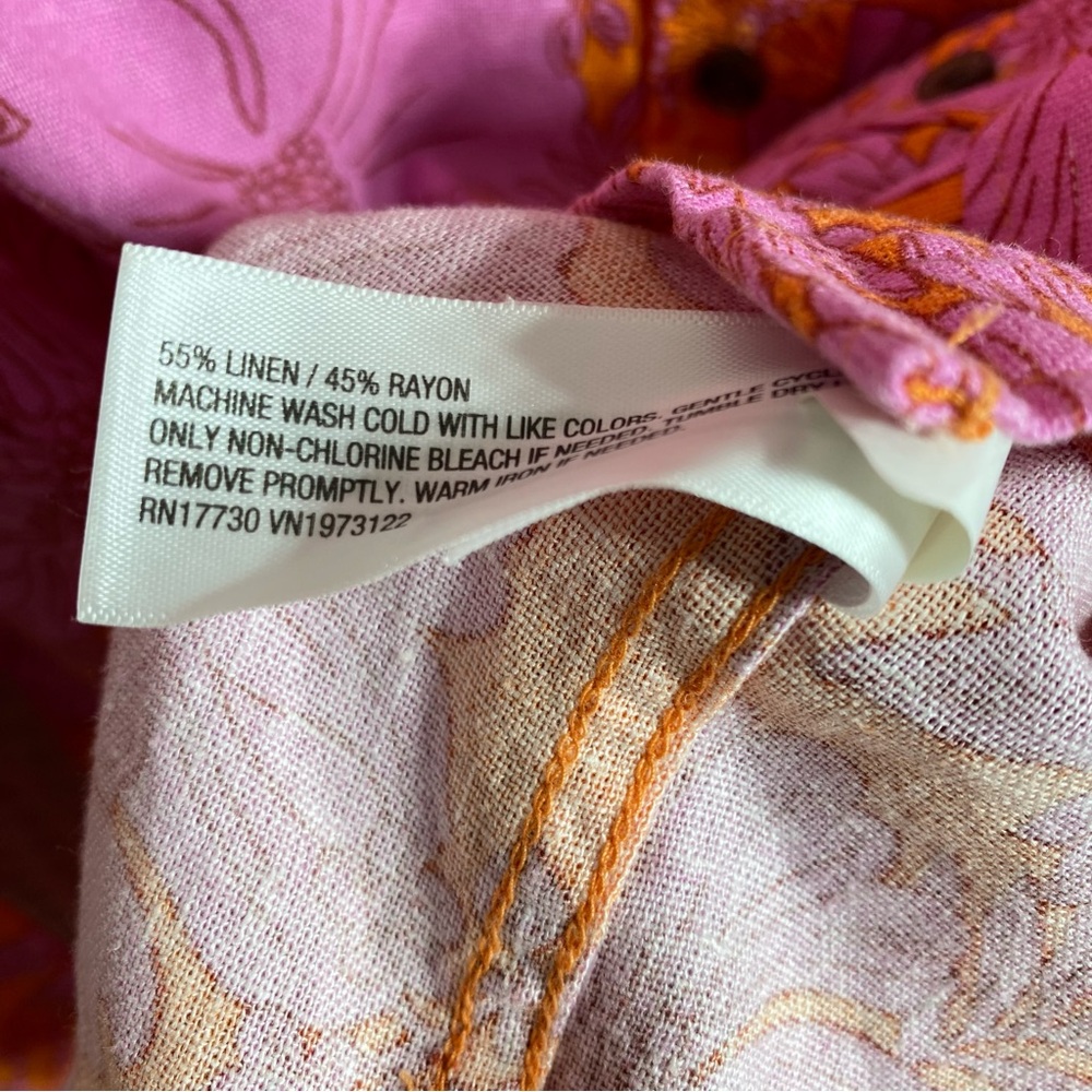 Floral Linen Shirt Button Up Universal Thread - Picture 8 of 8